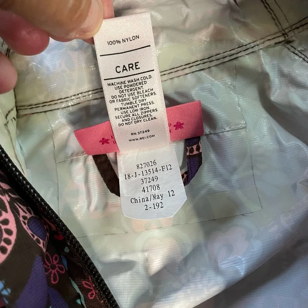 Girls REI Floral Raincoat Jacket L 14 16 EUC - Picture 4 of 8